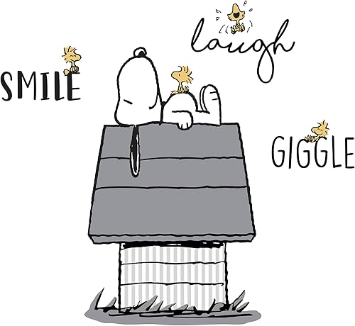 Adhesivos de pared clásicos de Lambs & Ivy con Snoopy, Woodstock y casa de perros en negrogris
