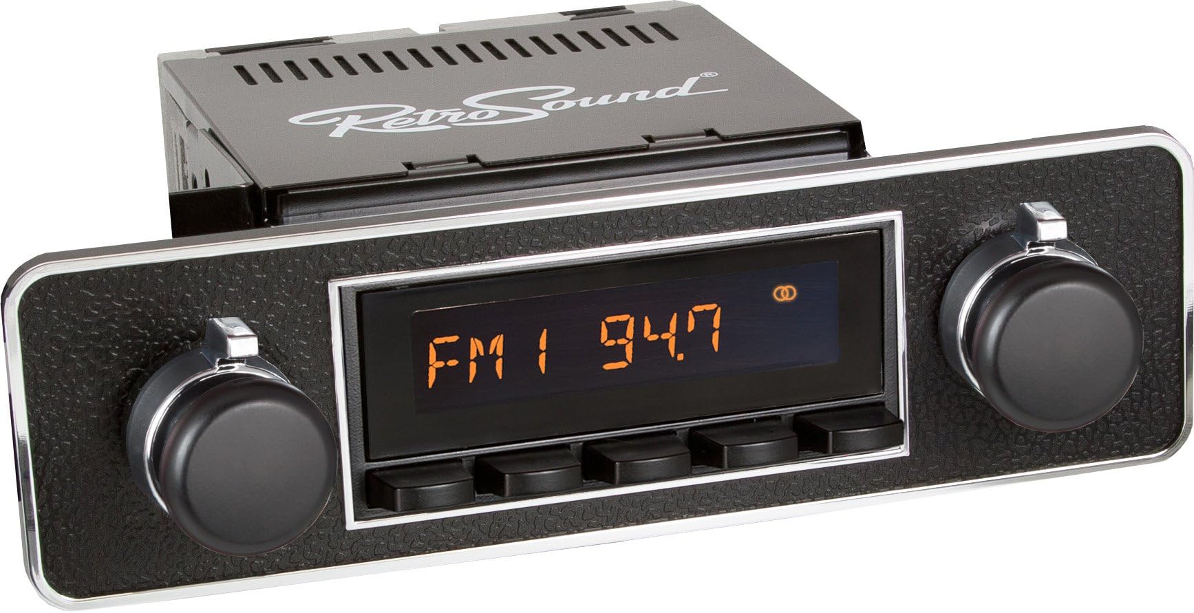 Retro Manufacturing M2B-502-40-80 Model Two Direct-Fit Radio for Classic Vehicles (Black Face/Buttons and Black with Chrome Trim Faceplate)