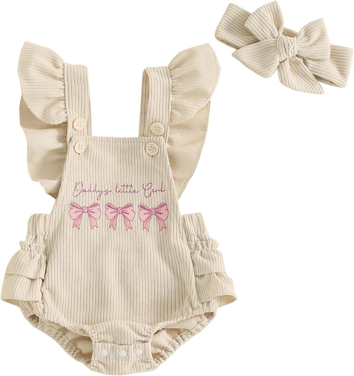 Newborn Baby Girl Ruffle Romper Farm Sleeveless Cow Print Corduroy Overalls Onesie Jumpsuit Matching Summer Clothes