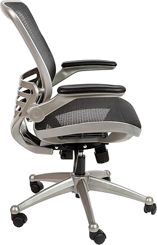 Miniatura 6 de Flash Furniture Warfield Silla de oficina giratoria ejecutiva de malla negra transparente con marco plateado grafito y brazos abatibles