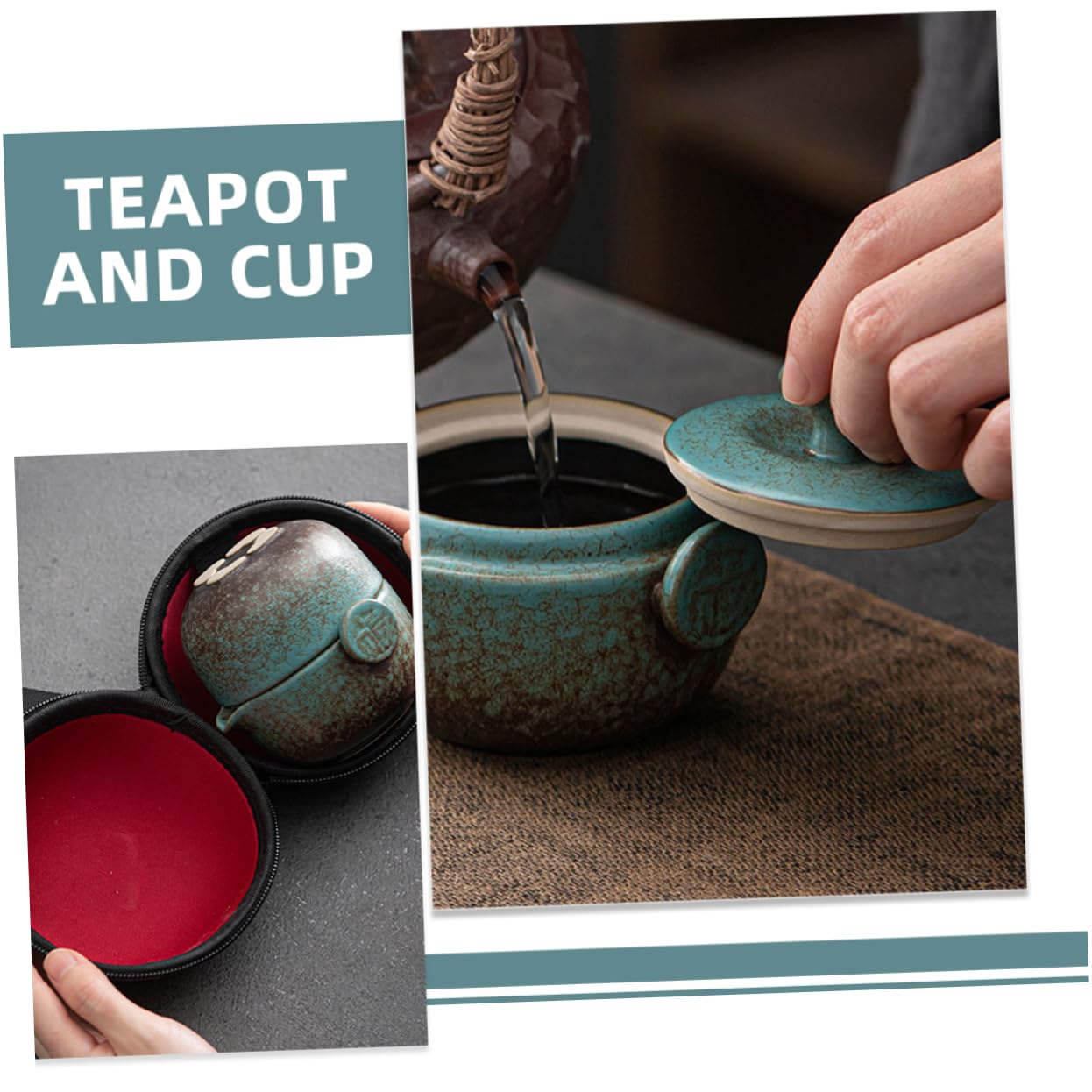 Teekanne Satz mit Stövchen und Tassen aus Chinesischer Keramik Tragbares Porzellan Teekannen Satz für Teepartys und Elegante Geschenkideen