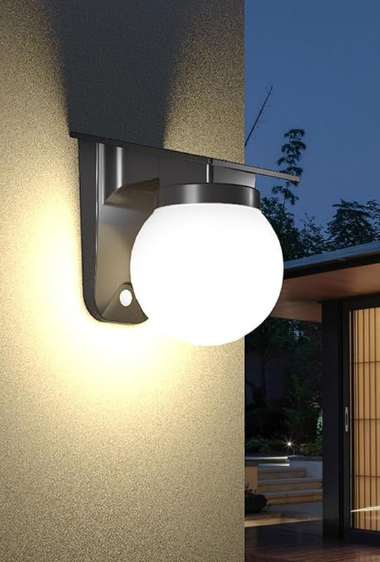 Luces solares para porche al aire libre, luces solares de pared del atardecer al amanecer, Ip65 | Linternas de pared de 3 colores y 3600 mAh para patio, garaje, entrada y jardín