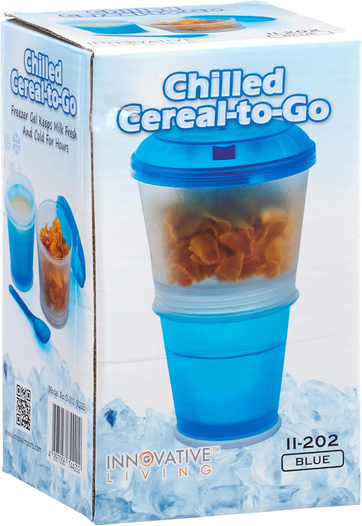 Chilled Cereal To Go Container Crunch Breakfast Cold Cereal Cup Dispenser - Blue