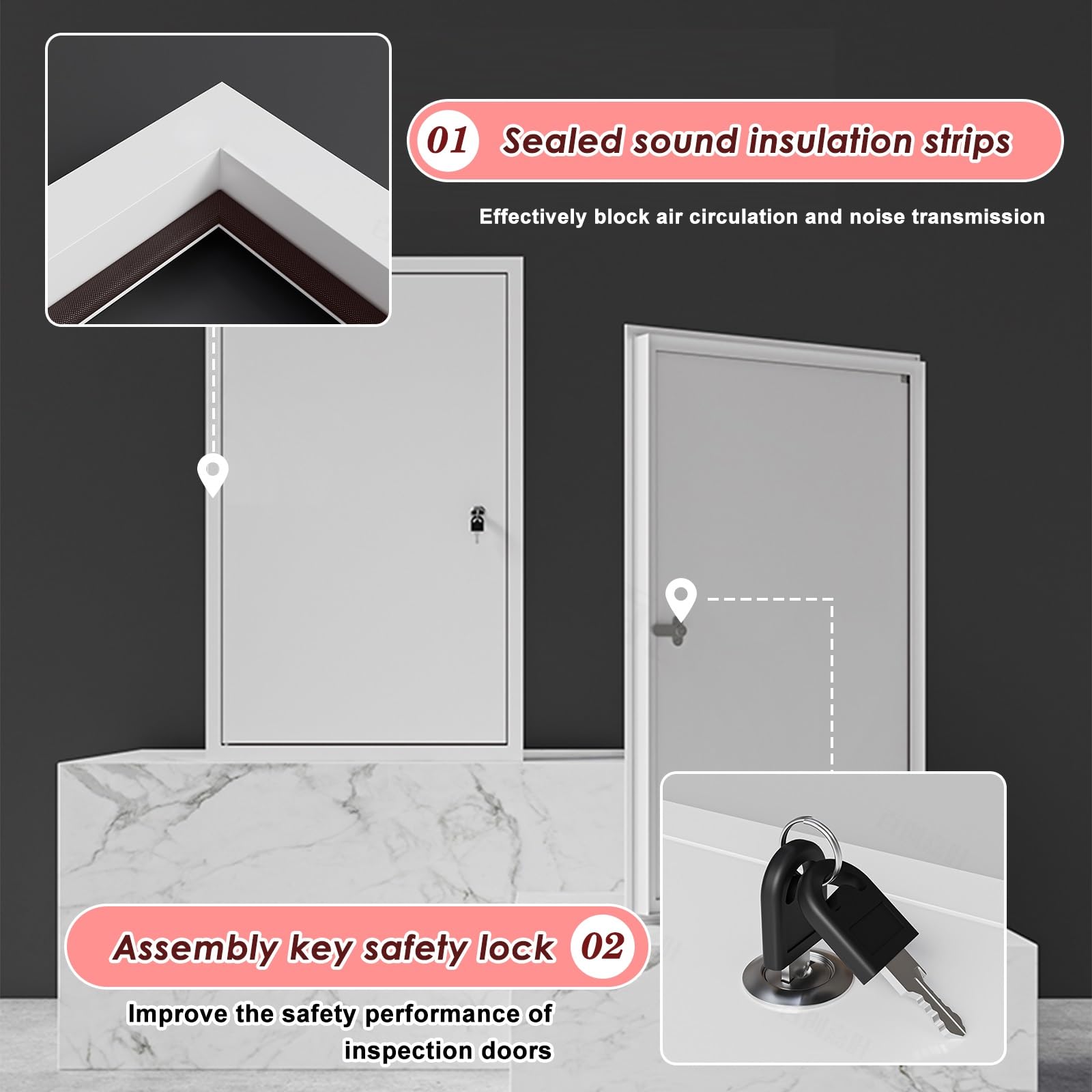 Panel De Acceso De Aluminio,Puerta De Revisión con Cerradura Y Llave,Trampilla para Fontanería/eléctrico En Pared/Techo,para Servicio De Plomería Empotrada