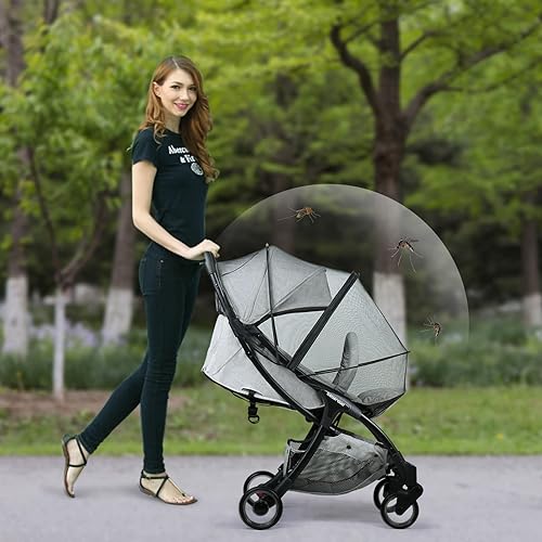 Miniatura 3 de Beberoad Love Cubierta de mosquitera para cochecito con cremallera de 2 vías universal para cochecitomoisés de viaje (negro)