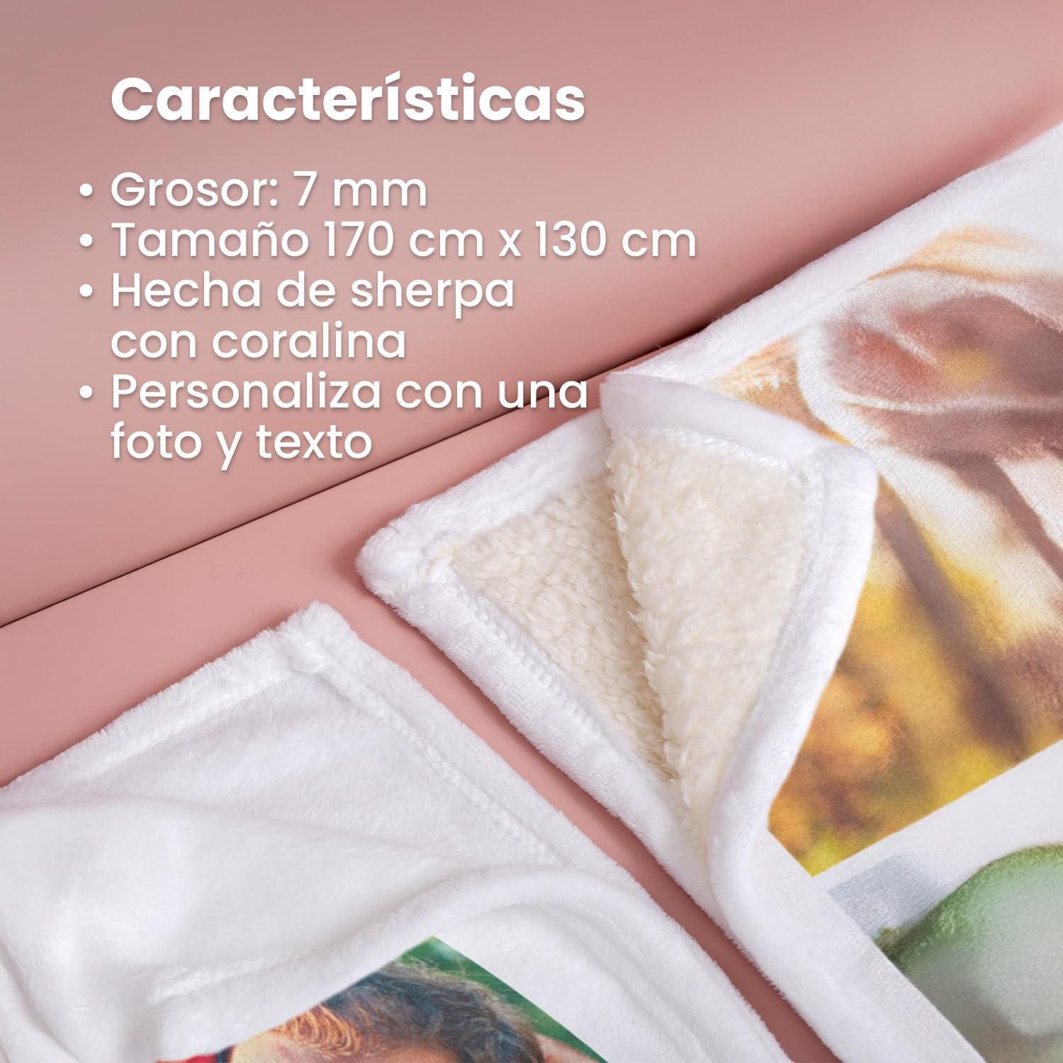 Regalo Original Made IN Gift Manta Personalizada con Foto y Texto - Material Coralina - Ideal para Sofá o Cama de Abrigo en Invierno - 170x130 cm