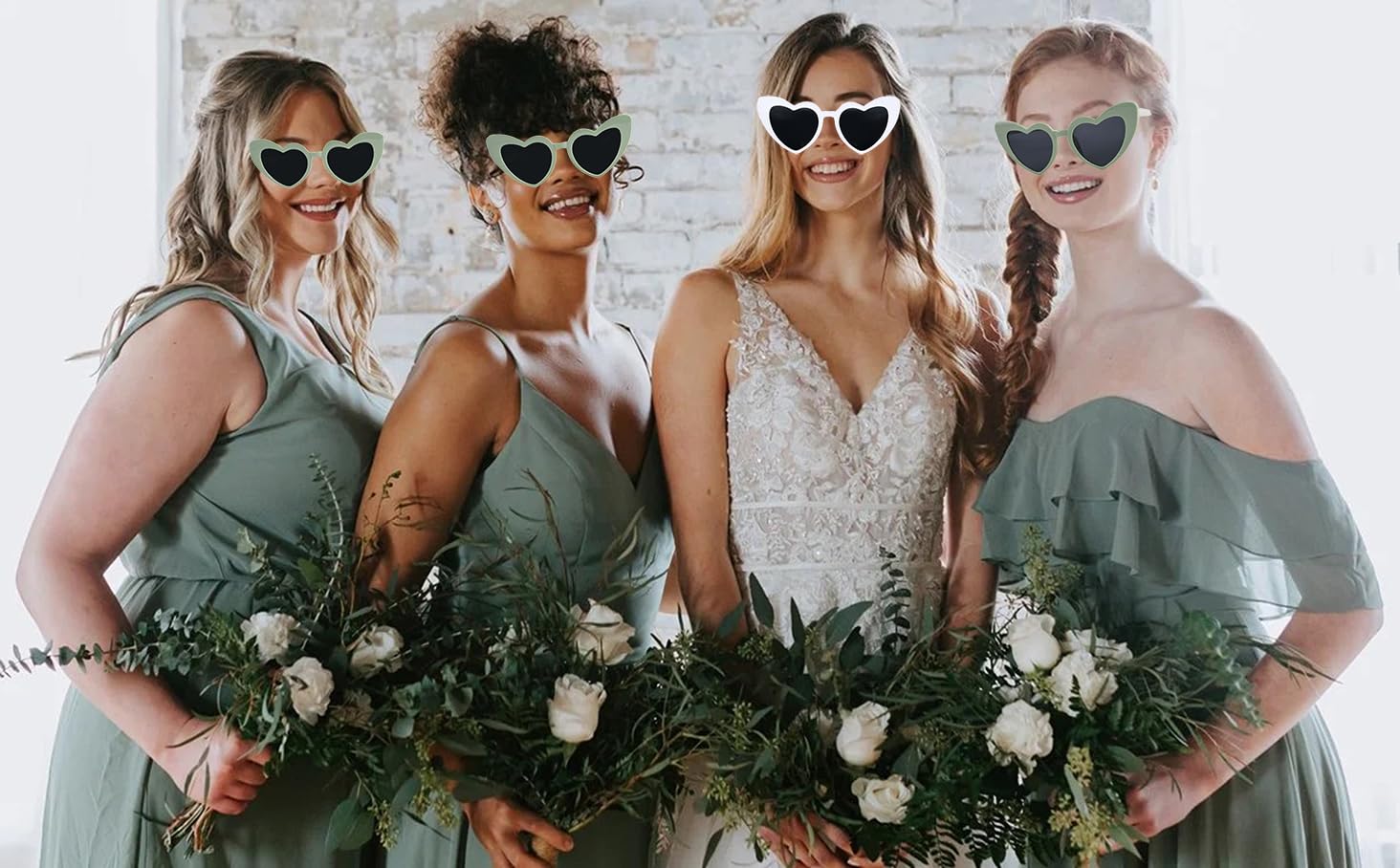 Bridesmaid Scrunchies Proposal Gifts 4.1 inch square Hair Claws Bachelorette Hair Clip Heart sunglasses Girls gift for Bachelorette Party Favors -18pcs Green - Image 3