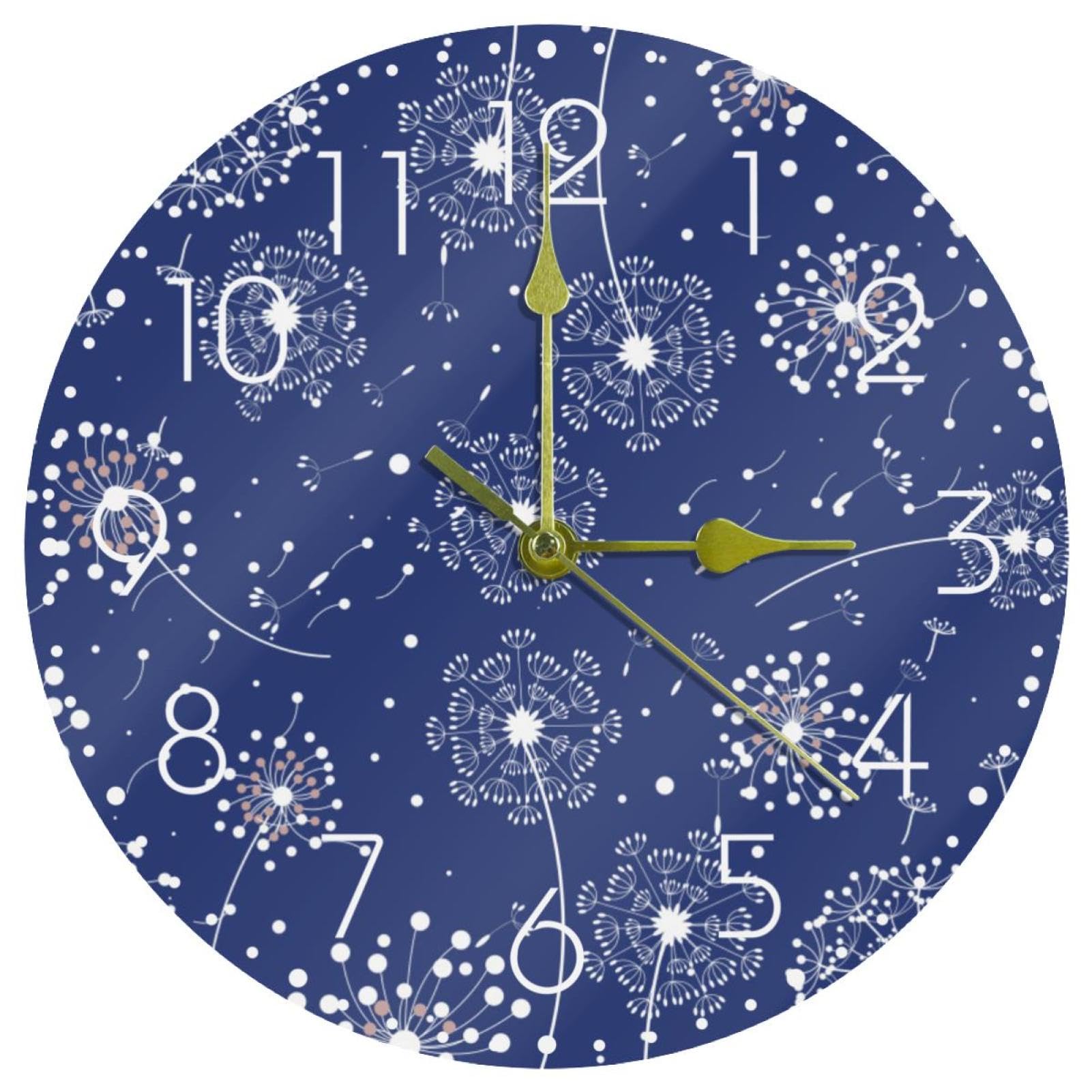 Horloge murale silencieuse sans tic-tac acrylique pissenlit pour chambre