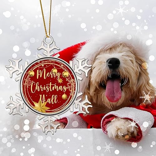 Miniatura 3 de Metal Christmas Tree Hanging Ornaments Gold Snowflake Ball Wreath Metal Snowflake Christmas Tree Hanging Ornament Merry Christmas Y'all Christmas