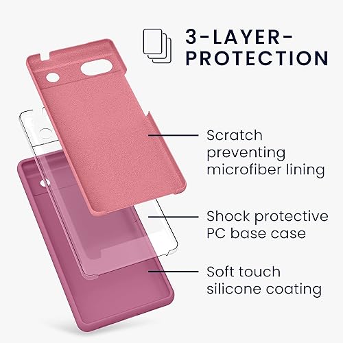 Miniatura 2 de kwmobile Funda compatible con Google Pixel 6a - Funda de silicona TPU con acabado suave - Rosa oscuro