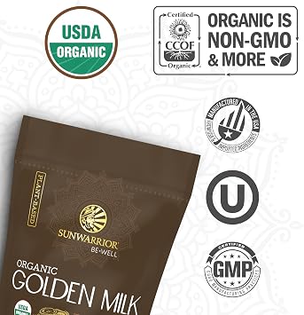 Organic Golden Milk Powder Ashwaghanda Turmeric Curcumin 90g Pouch (30 SRV)