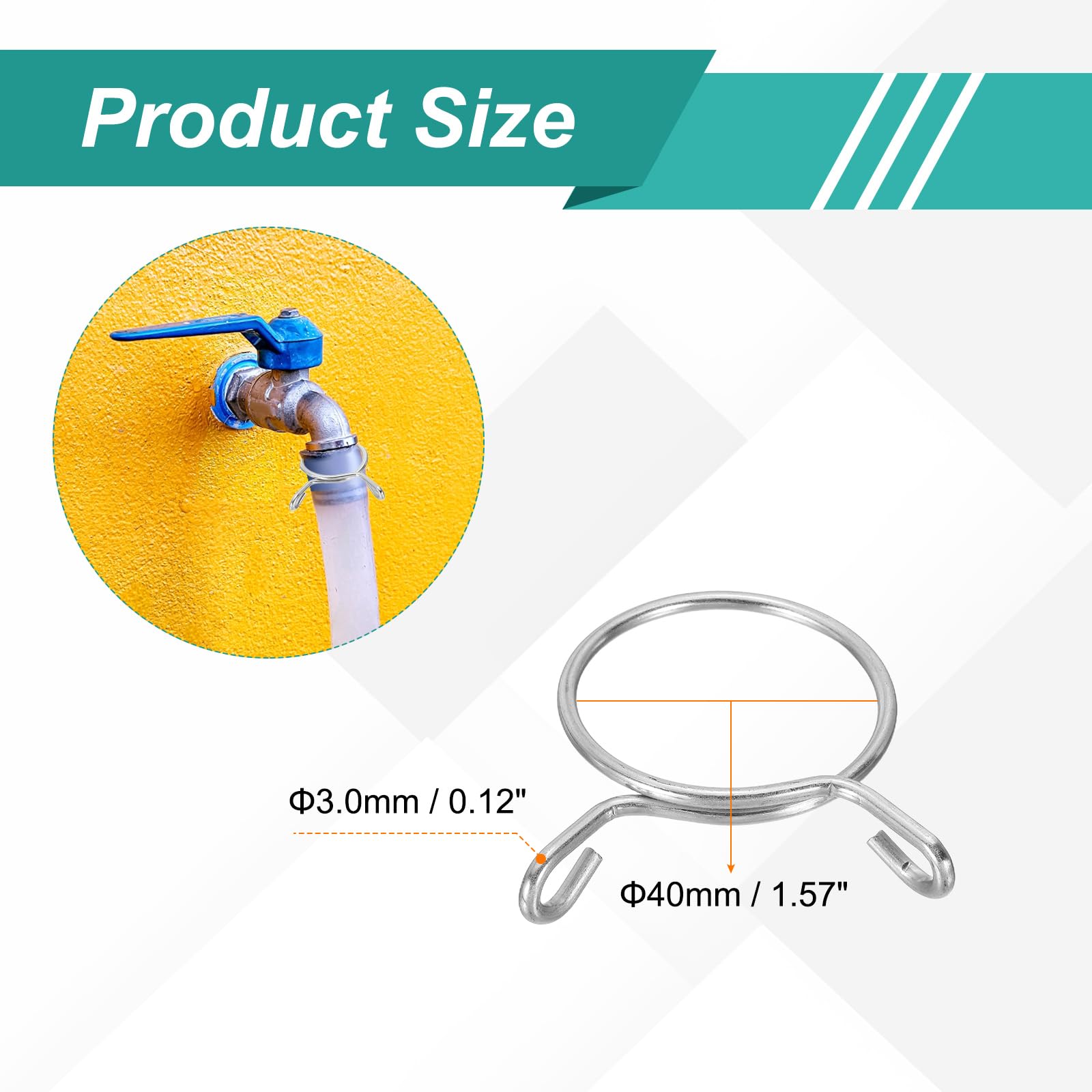 QUARKZMAN Abrazaderas Para Mangueras De Combustible 30 Piezas 40 Mm Diámetro Interior 43 Mm Diámetro De Sujeción 304 Abrazaderas De Resorte Para Tubos De Acero Inoxidable Juego Plata