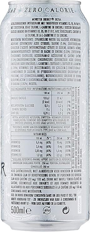 48 x Monster Energy Drink Ultra White Cans (48 x0,5L) Sugar Free