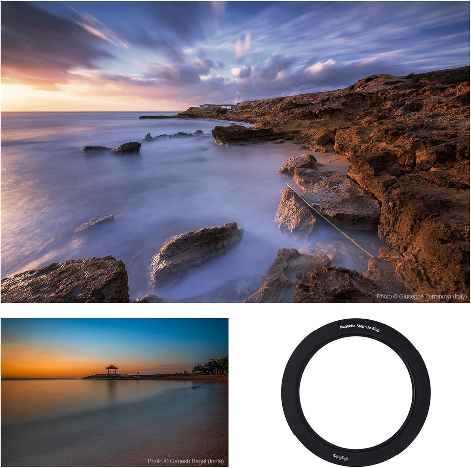 Haida 8pcs Anodized Black Metal Filter Step-up Adapter Ring Kit 49-52mm,52-55mm,55-58mm,58-62mm,62-67mm,67-72mm,72-77mm,77-82mm for Filters Small Lenses Can Use Large Filter