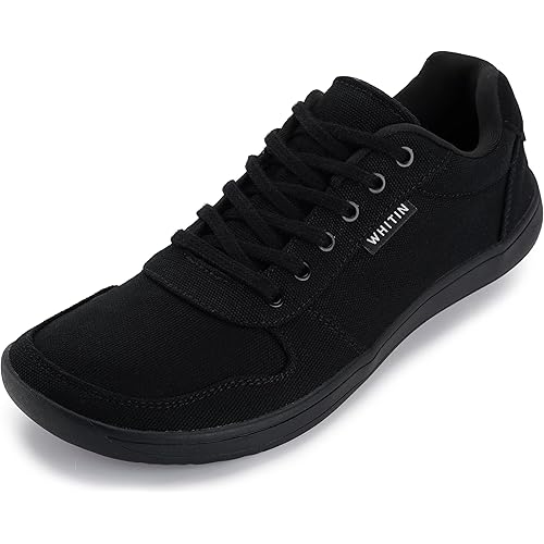 WHITIN Men's Wide Barefoot Shoes | Stylish Canvas Minimalist Sneakers | Zero Drop Sole