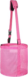 Heavy Duty Durable Waterproof Horse Feed Bag with Adjustable Strap - Mesh Grain Design, Comfort Neck Pad & Nose Pad Rose Pink