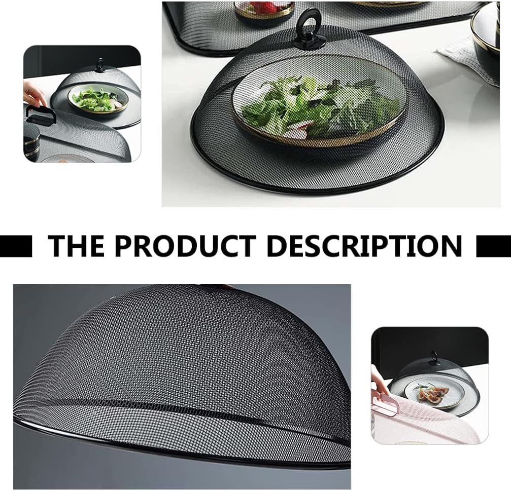 2pcs Mesh Food Cover Stainless Steel Food Tent Dining Table Food Lid Dish Cover Bugs, Reusable Fine Mesh Food Covers for Outdoors