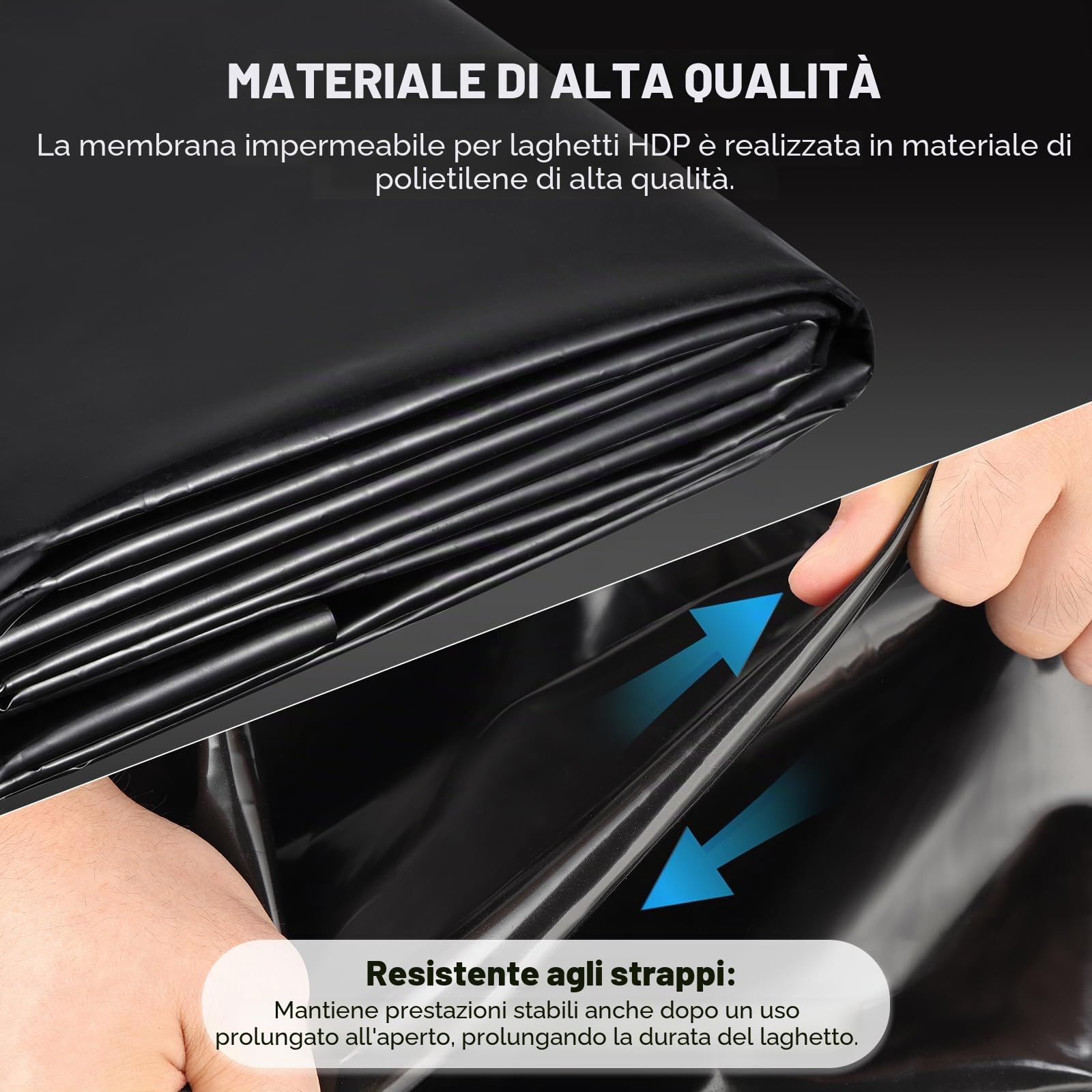 Fodera per laghetto impermeabile ad alta resistenza, ideale per laghetti di laghetti di loto, acquacoltura, fontane, in HDPE, resistente ai raggi UV, per giardino, fauna selvatica (3 x 4 m)