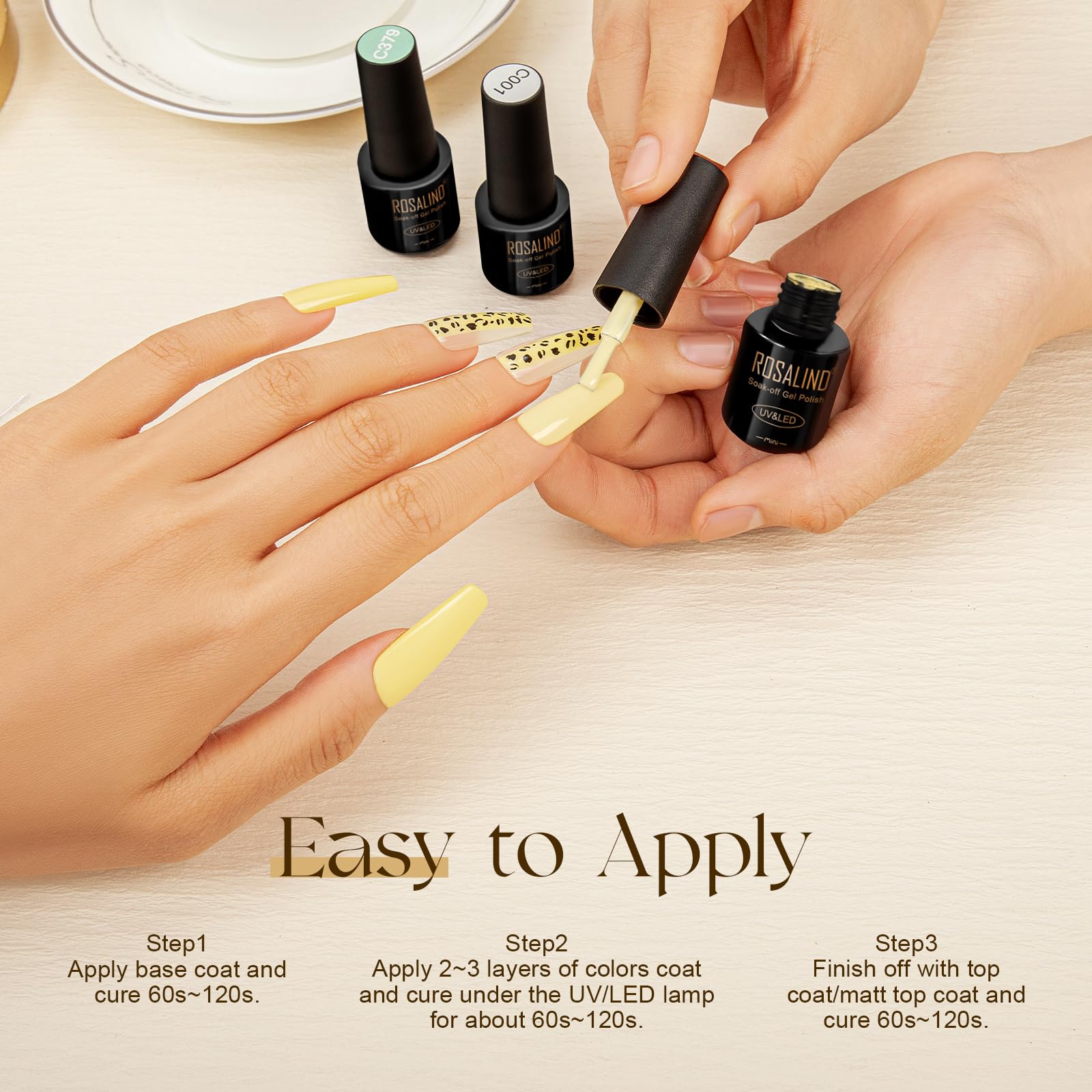 ROSALIND Kit Uñas Semipermanentes, 48W Lampara uñas semipermanentes, 43 Colores Kit Pintauñas Gel Completo UV Blanco Gris Negro Amarillo Glitter Esmaltes Permanentes Manucira