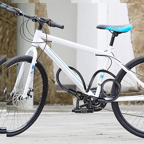 Miniatura 2 de Candado de contraseña de 4 dígitos, cerradura de bicicleta y cadena, cerradura de gabinete anticizallamiento, grillete de 2.09 pulgadas, impermeable