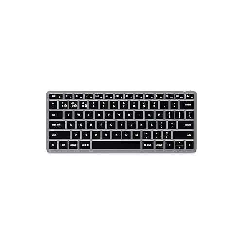 Immagine del prodotto SATECHI Slim X1 Tastiera Wireless Bluetooth Retroilluminata - Sync Multi-Dispositivo - Per M2/ M1 MacBook Pro/Air, M2/ M1 iPad Pro/Air, M2 Mac Mini, iMac M1 (Grigio Siderale, Layout US Inglese QWERTY)