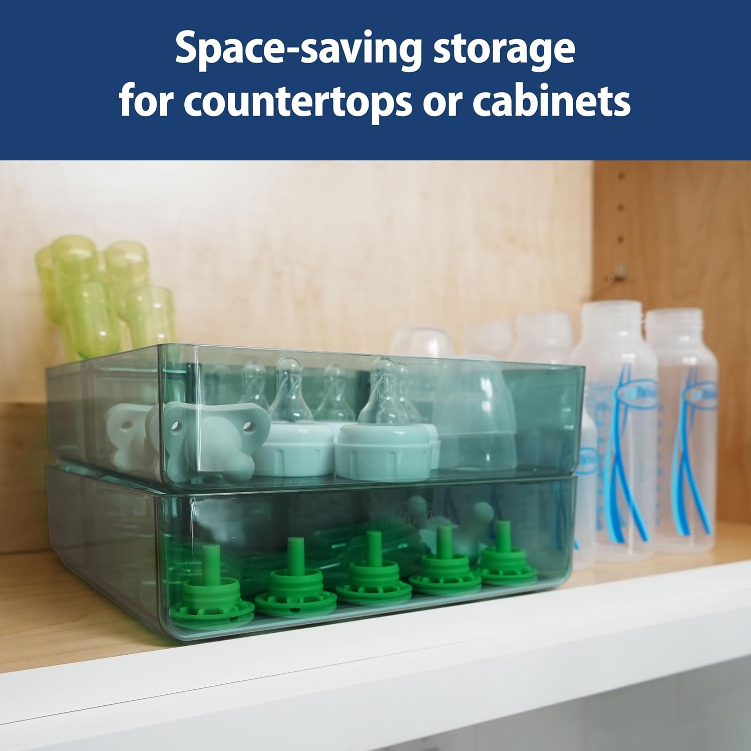 Dr. Brown's Baby Bottle Storage Tray with Customizable Compartments, Store and Organize Bottles, Parts, and Accessories, BPA-Free (Pack of 2)