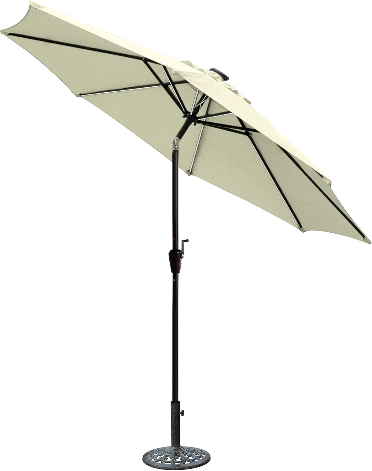 Jeco Aluminum Umbrella with Crank, Solar Guide Tubes, Brown Pole & Fabric, Red, 9'