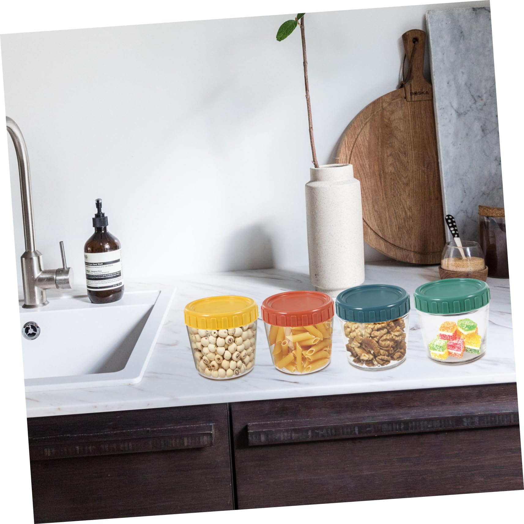 ABOOFAN 4 Tarros de Cristal Herméticos Fáciles de Limpiar Tapa de Silicona, Reutilizables, para Alimentos, Yogur y Cereales