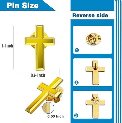 Miniatura 3 de 122450100 Pcs Mini Small Gold Cross Lapel Pins (1 in) For Men Women Religious