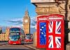 BELECO London Street Backdrop 7x5ft Fabric Big Ben Red Telephone Booth Double Decker Bus London Landmark Backdrop British Party Decorations Birthday Wedding Party Banner Portrait Photo Shoot Props