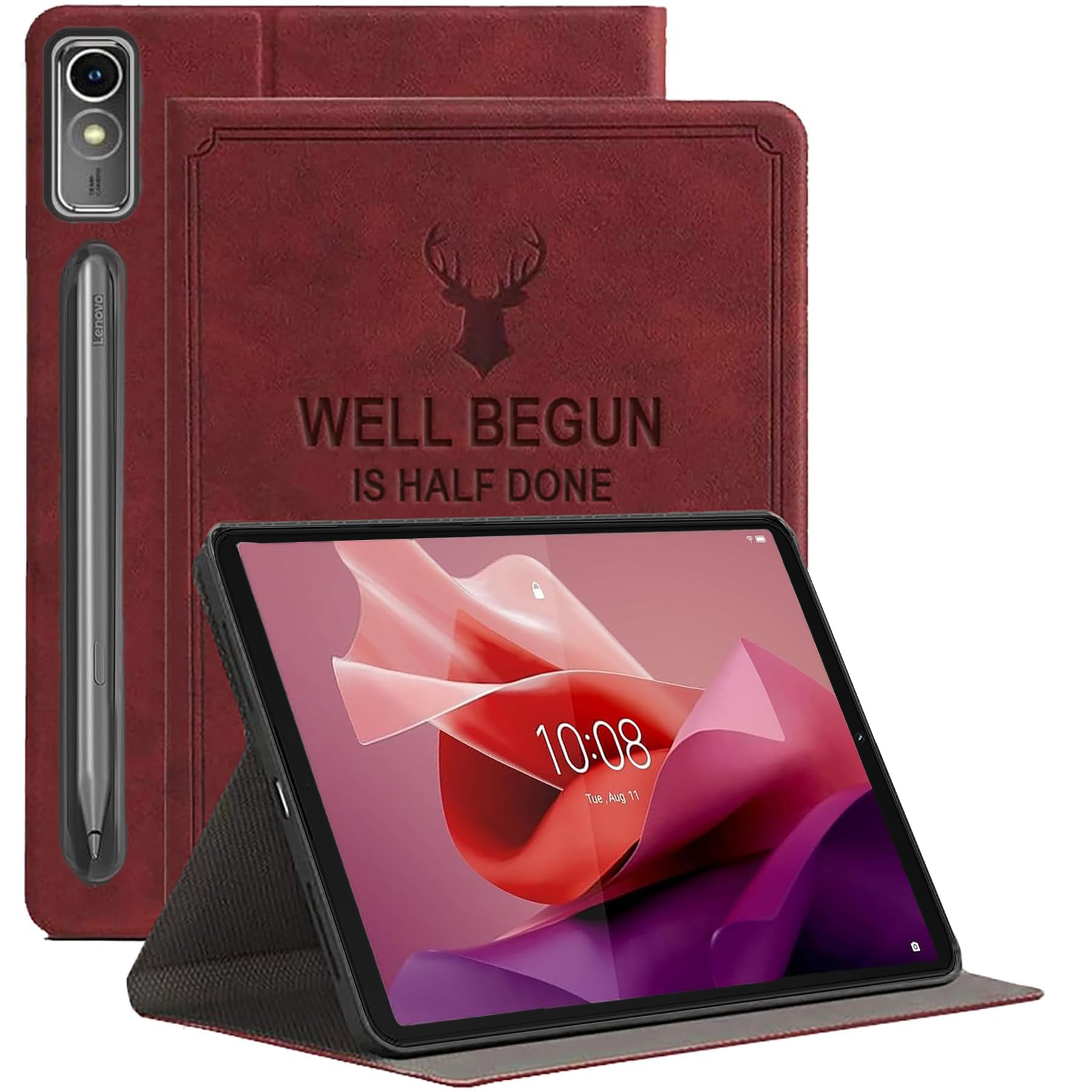 ProElite Cover for Lenovo Tab P12 12.7 inch Case, Deer Smart Flip 