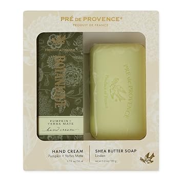 Pre de Provence Botanique 50ml Hand Cream/150g Heritage Soap Bar Gift Set, Pumpkin & Yerba Mate + Linden