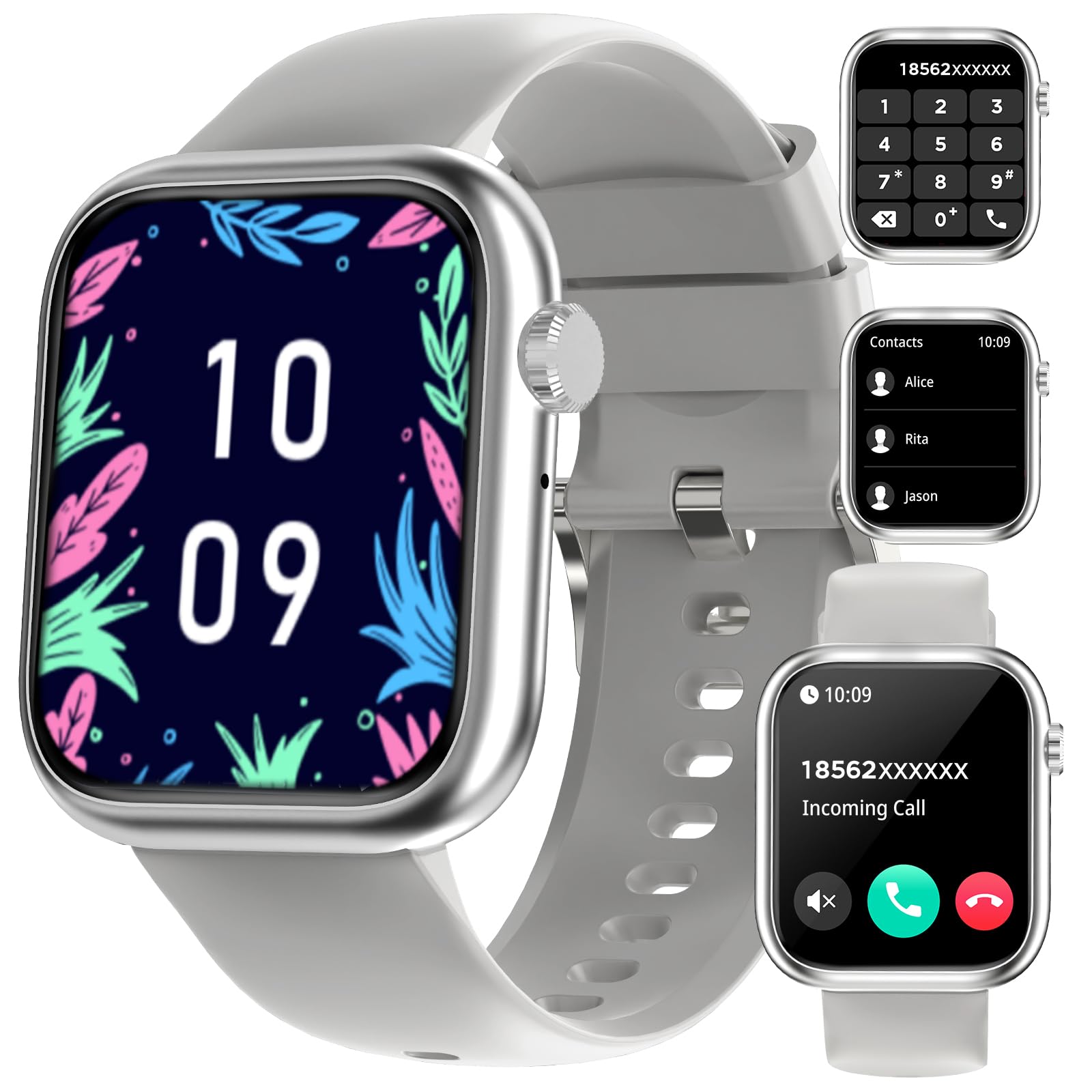 Efolen Reloj Inteligente Mujer Hombre, 1,83" HD Smartwatch con Llamadas BLE5.2/Asistente Voz/120+ Deportivos/Monitor de Sueño/Pulsómetro, Impermeable IP67 Smart Watch para iOS Android