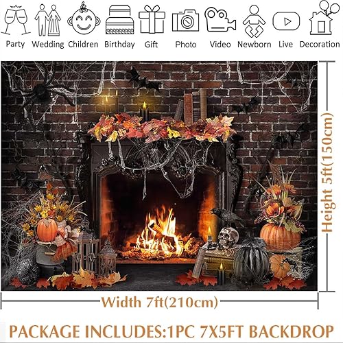 Miniatura 3 de Avezano Telón de fondo gótico para fotografía de chimenea de Halloween, fiesta de Halloween, decoración de fiesta de Halloween, accesorios de sesión