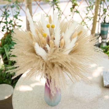 Natural Dried Pampas Grass Decor - 17.5 100Pcs Fluffy Pampas Grass Bouquet