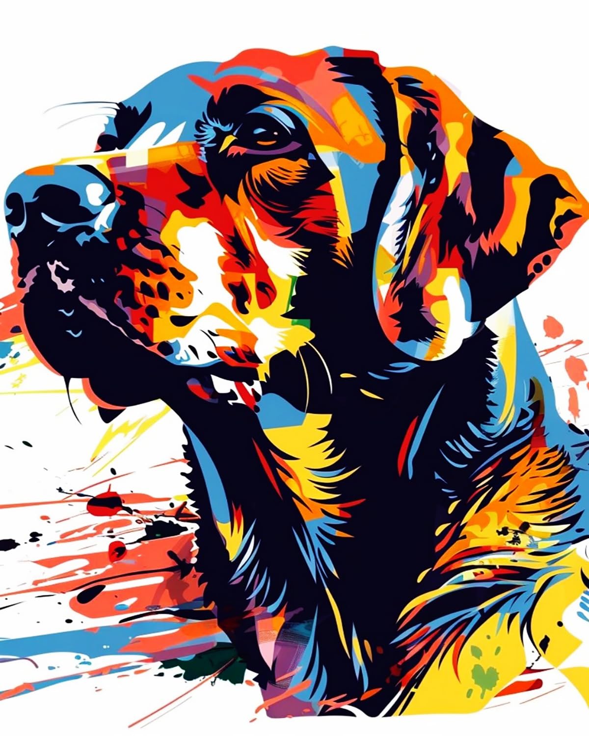 LIUBAISHI Paint by Numbers Kit for Adults, Black Colourful Dog, 40x50 cm, Acrylic on Canvas