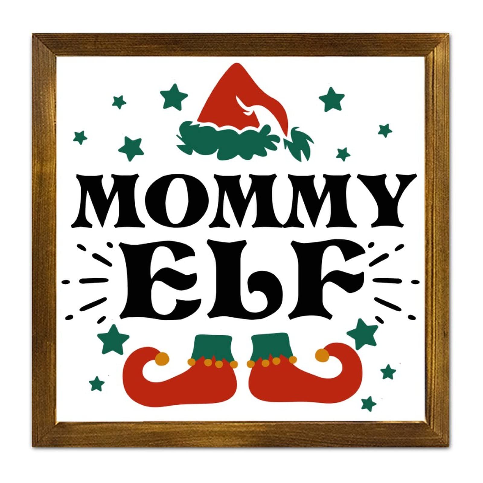 Mommy Elf Panneau de Bois Décoration Noël Salon Cuisine Entrée Rustique