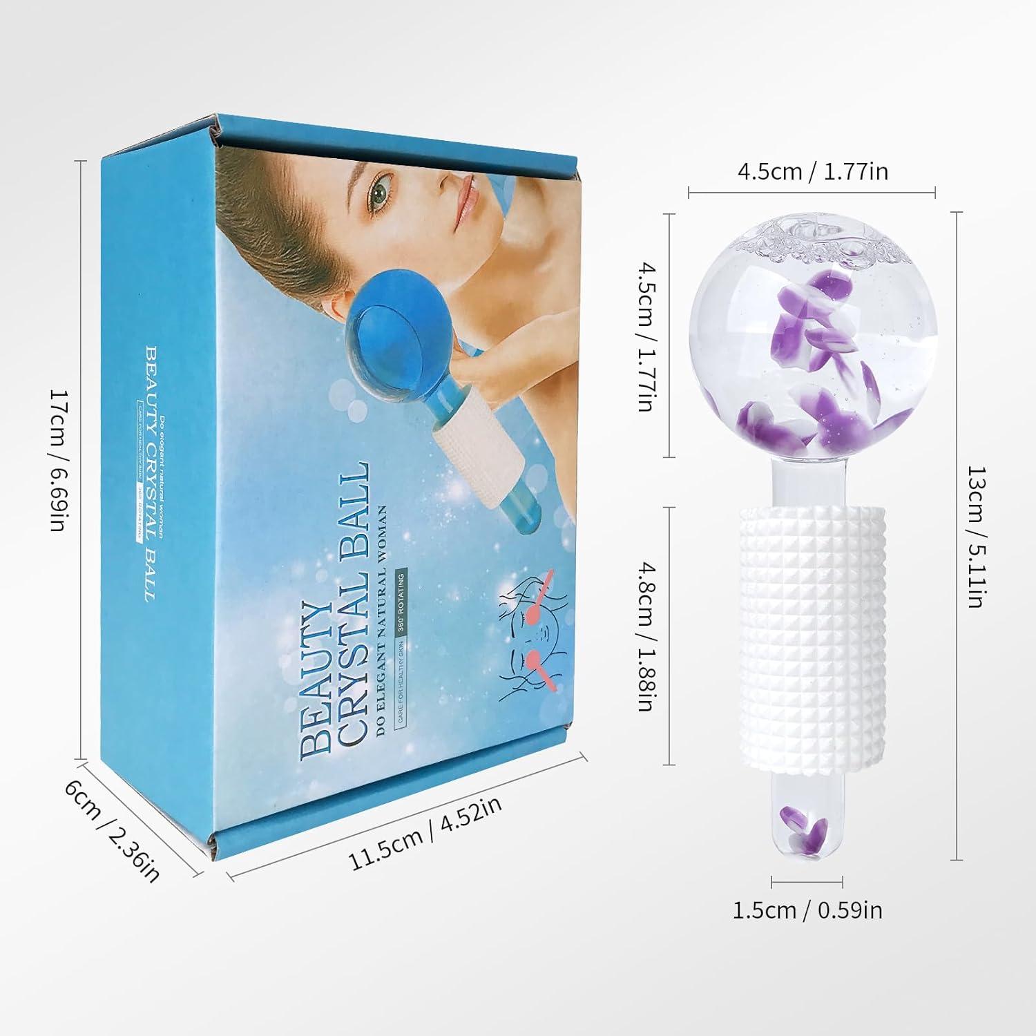 Ice Globes & Ice Roller for Face and Eyes - Facial Massage Tools for Skin Care, Reduce Wrinkles & Puffiness, Cooling Globes & Roller Ball for Glowing Skin 2PCS (Purple) - Image 7