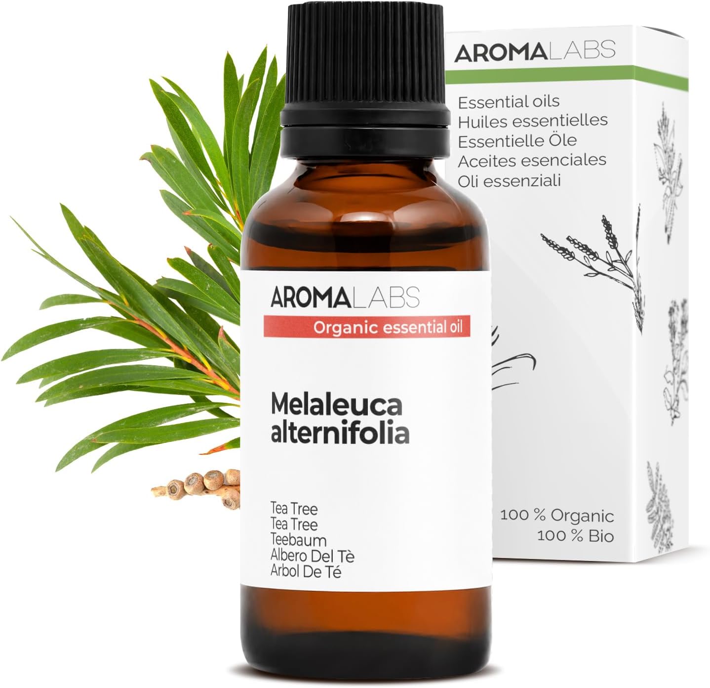 Organic Tea Tree Essential Oil 30 ml - Family Size - Chemotyped & Ecocert Certified - Made in France