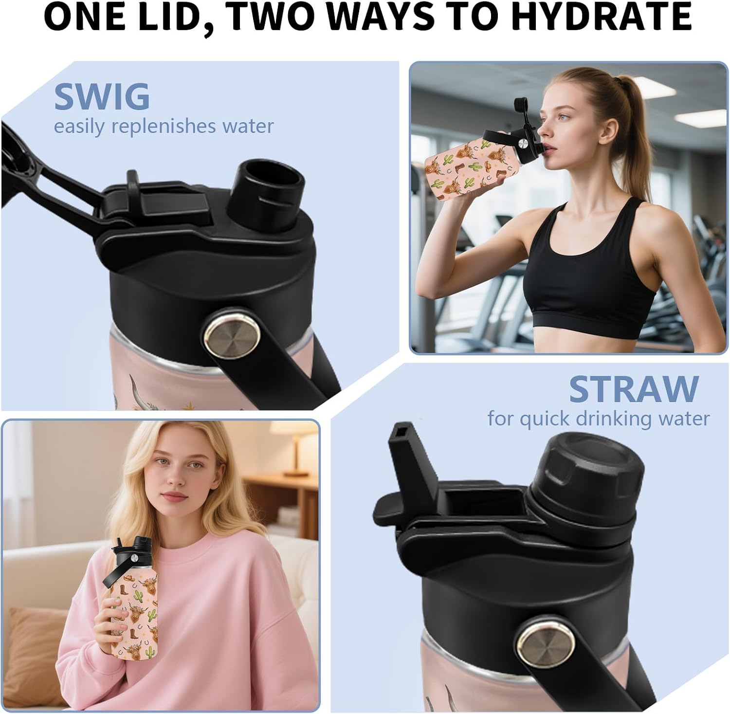 Yak Gift for Man Women, 26oz Water Bottle with Handle for Friends image 4