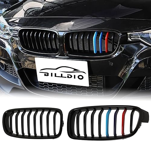 Miniatura 203 de Rejilla frontal negra brillante compatible con BMW Serie 3 G20 2019 2020 2021 2022 316i 318i 320i 328i 330i 330i 335i 340i Doble lamas negro