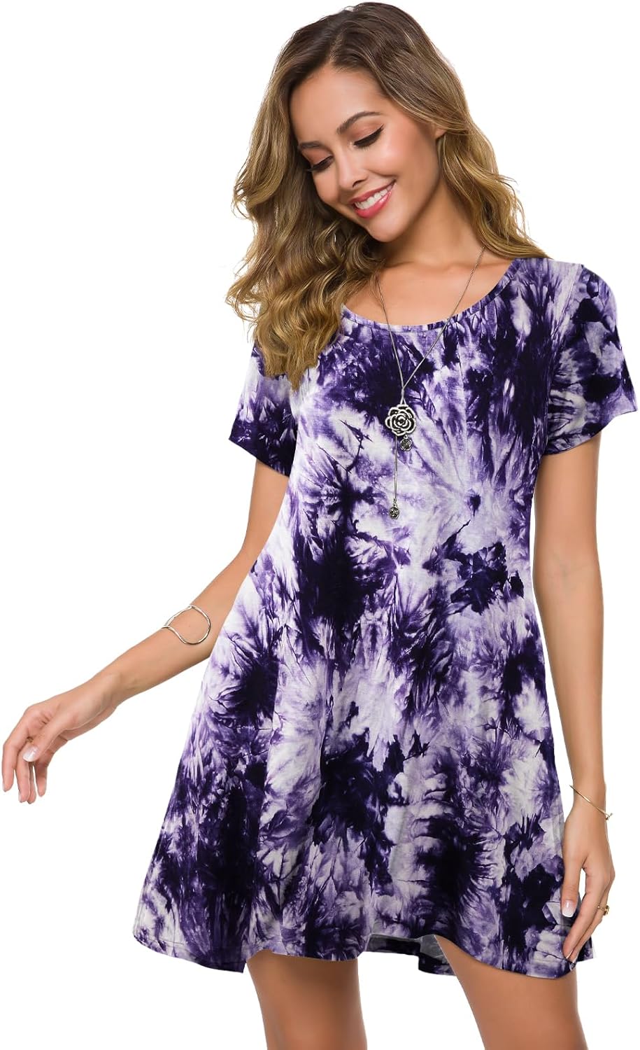 ZENNILO Plus Size Casual T Shirt Dresses for Women Flowy Swing Tunic Dress Pockets - Image 4