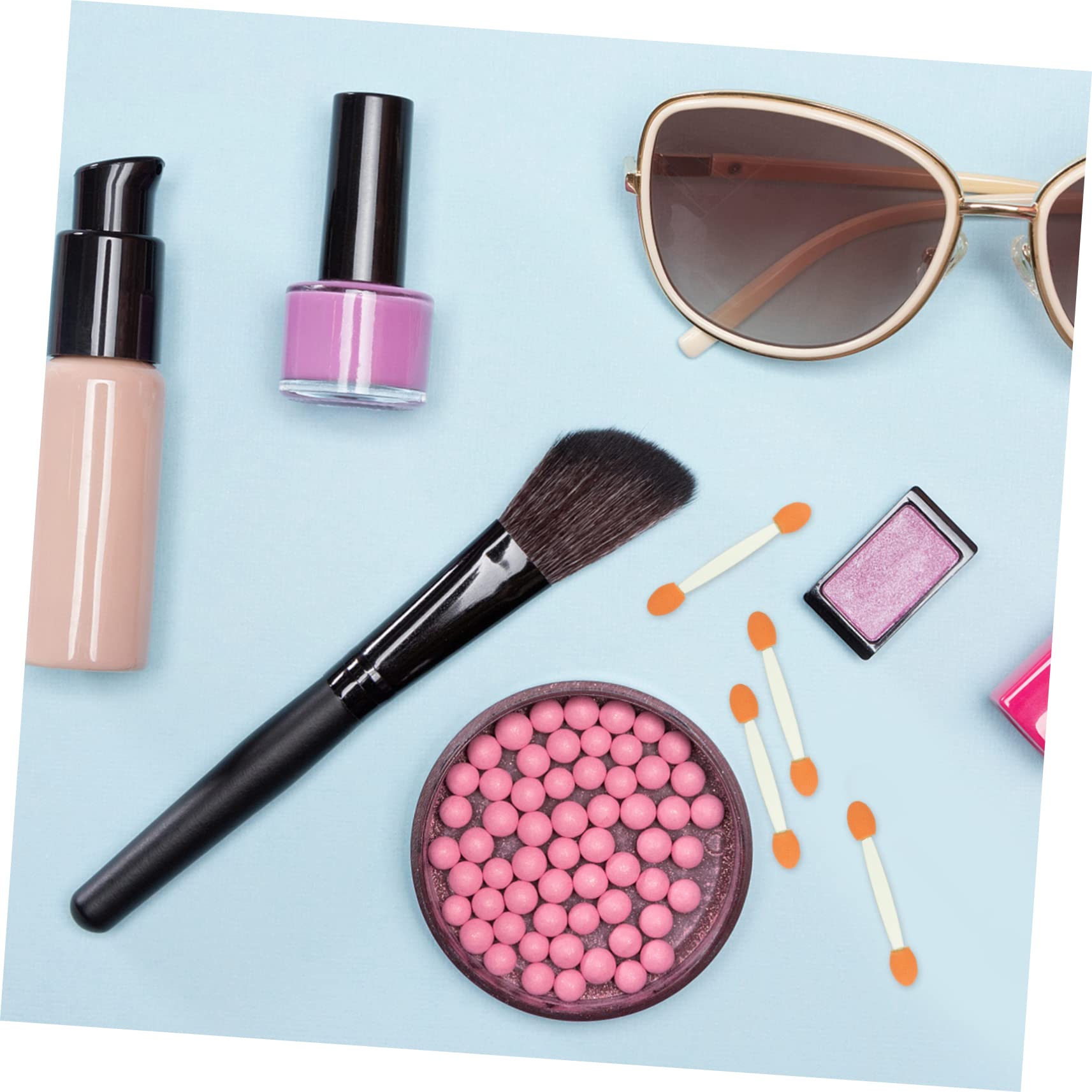 MUSISALY 100Pcs Double Ended Eyeshadow Applicators Makeup Sponge Tool for Eye Makeup Eyebrow and Face Painting Dual Sided with Skin and Sponges