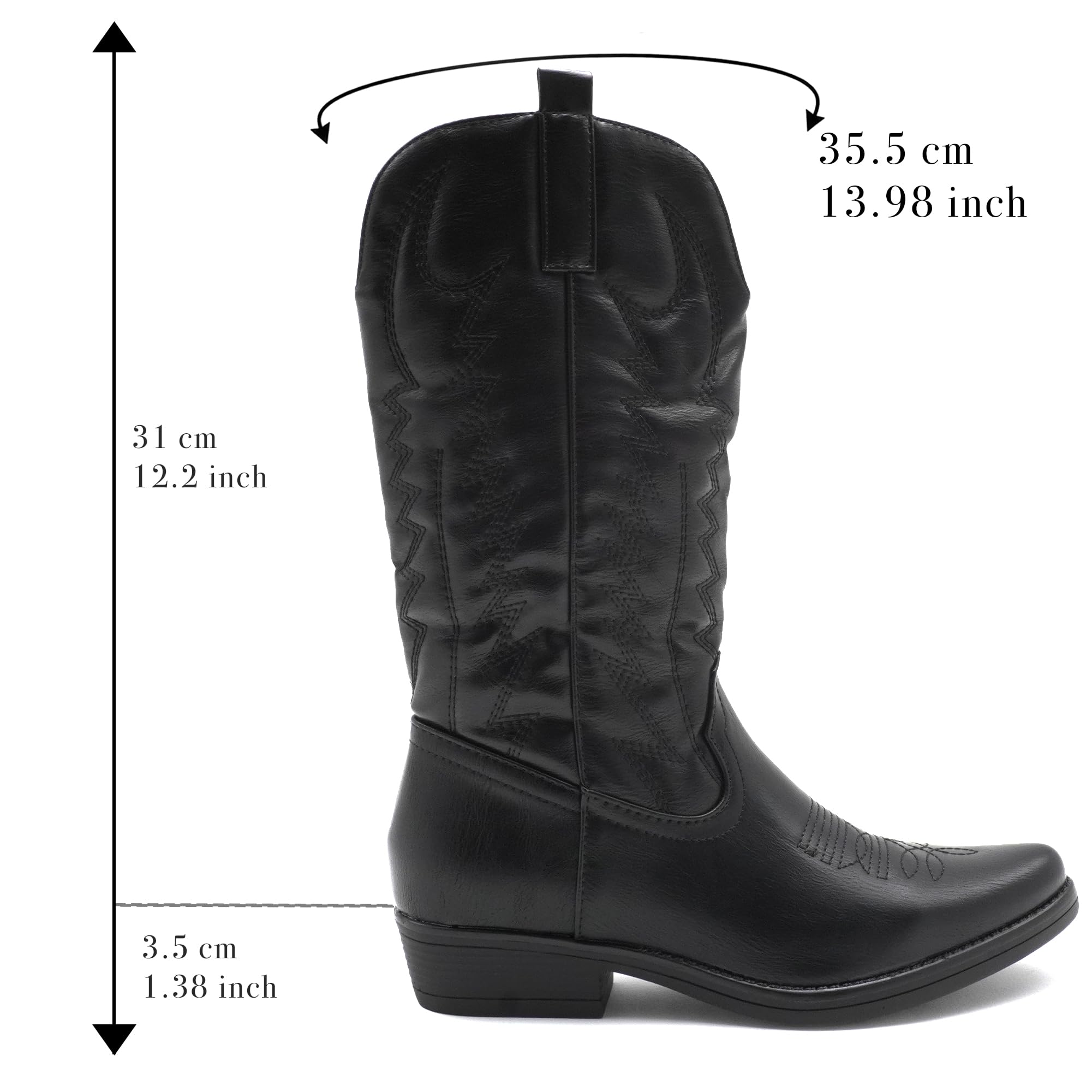 Botas Western Mujer Bordadas con Cremallera y Tacón 3,5 cm