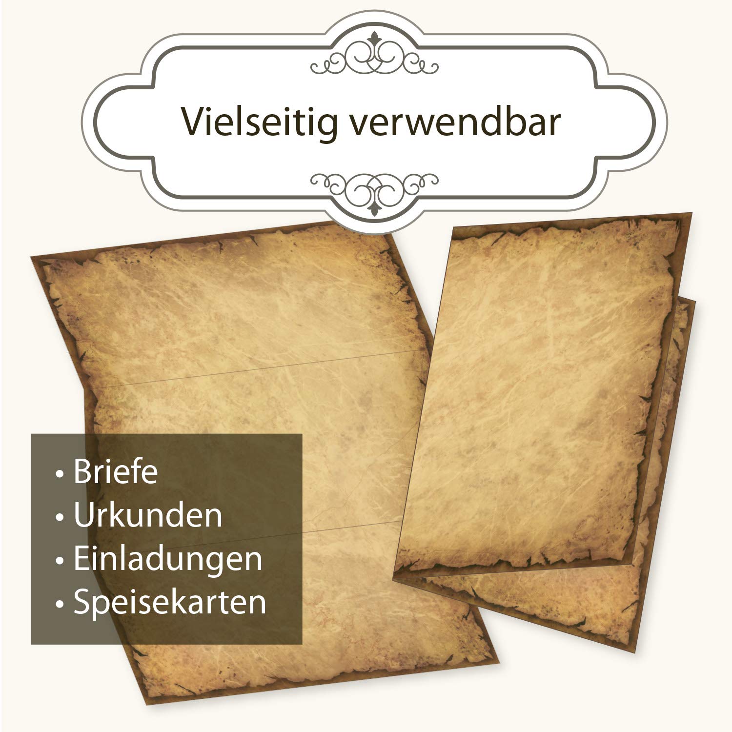 TATMOTIVE Briefpapier Karton Vintage Retro DIN A4, 170 g/qm Beidseitig bedruckbar, 250 Blatt - für Basteln, Einladungskarten, Speisekarten