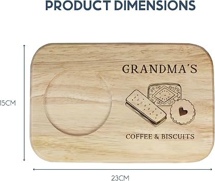 eBuyGB Personalised Engraved Gran's Coffee and Biscuit Serving Board, Gift for Granny, Grandma, Nan or Grannie