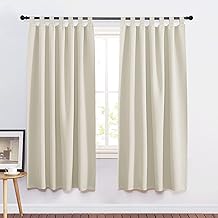 PONY DANCE Thermal Insulated Cold and Heat Curtains for Bedroom 140 x 160 cm, Blackout Curtains 2 Pieces for Short Windows with Locks, Light Beige