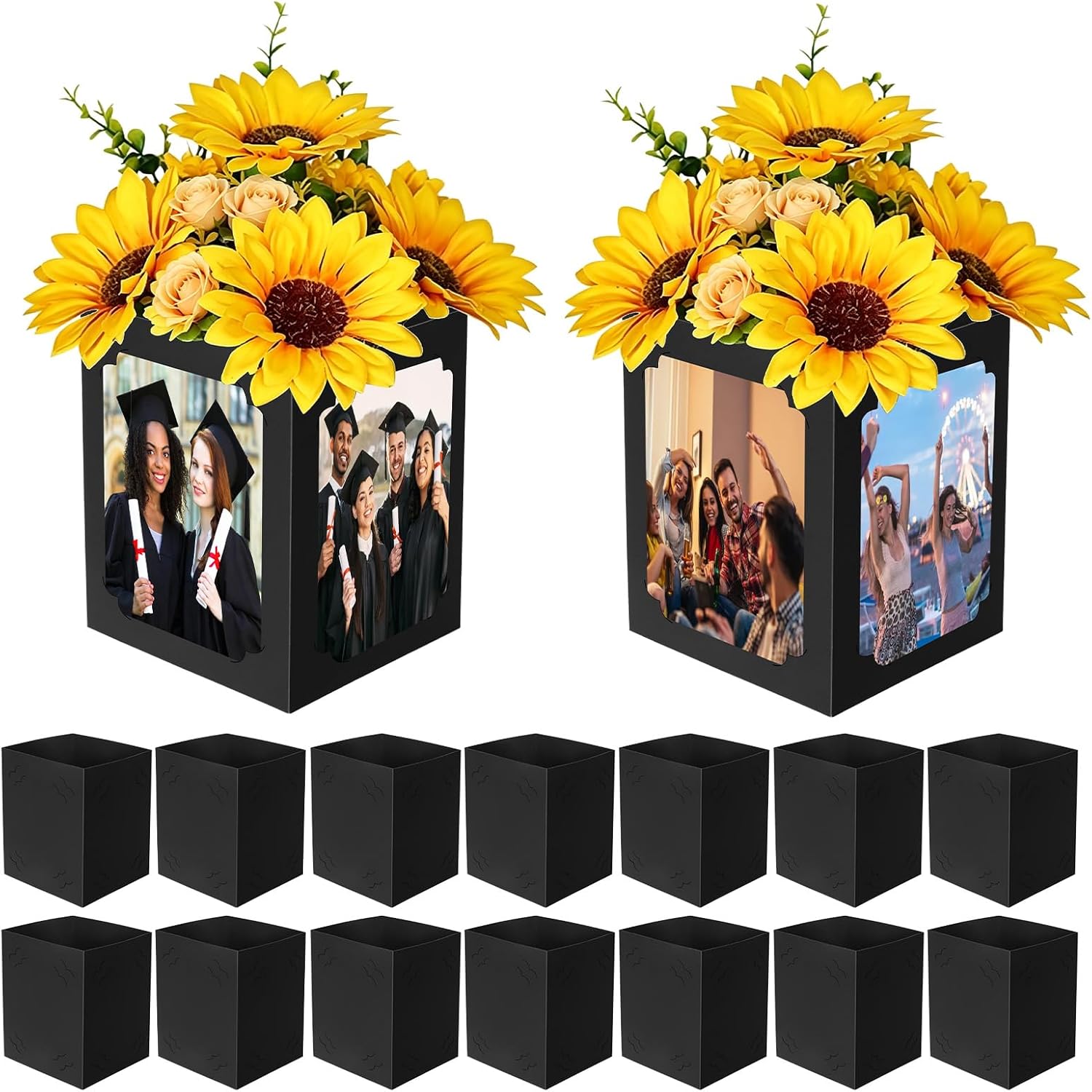 Fennoral 16 Pcs Graduation Box Centerpieces for Table 6/7 Inch Photo Display Congrats Grad Party Favor Gift College Picture Box Photo Props Frame for 2026 Graduation Table Decoration,Class of 2026