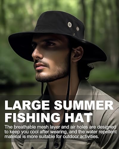 Miniatura 7 de Zylioo XXL - Sombrero de sol de gran tamaño UV Boonie, sombreros de pesca transpirables de secado rápido, repelentes al agua, sombreros de verano