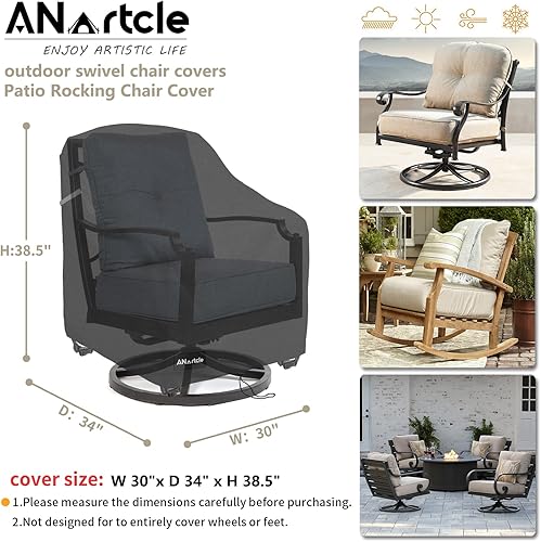 Miniatura 38 de Paquete de 2 fundas para sillas reposeras y muebles de exteriores, impermeables, 33 pulgadas de ancho x 35 pulgadas de profundidad x 38.5 pulgadas
